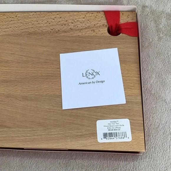Lenox Holiday Ho! Ho! Ho! Wood Hors D’ Oeuvres Board W/Knife New In Box - Picture 4 of 4